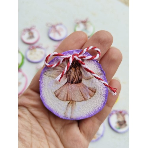 Martisor rondea de lemn cu magnet